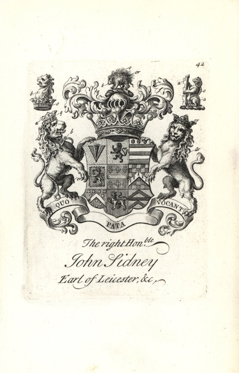Escudo de armas y cresta del muy honorable Jocelyn Sidney, 7º Conde de Leicester de Andrew Johnston