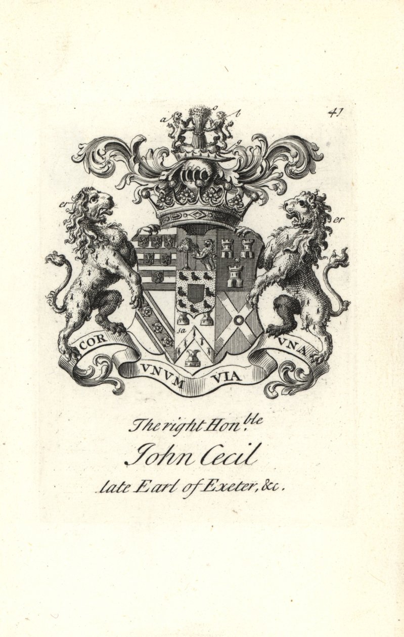 Escudo de armas y cresta del muy honorable John Cecil, 6º Conde de Exeter de Andrew Johnston