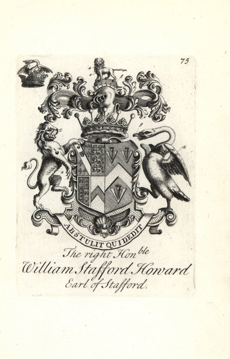 Escudo de armas y cresta del honorable William Stafford Howard, 2º Conde de Stafford de Andrew Johnston