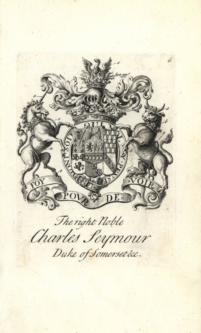 Escudo de armas y cresta del noble Charles Seymour, 6º Duque de Somerset de Andrew Johnston