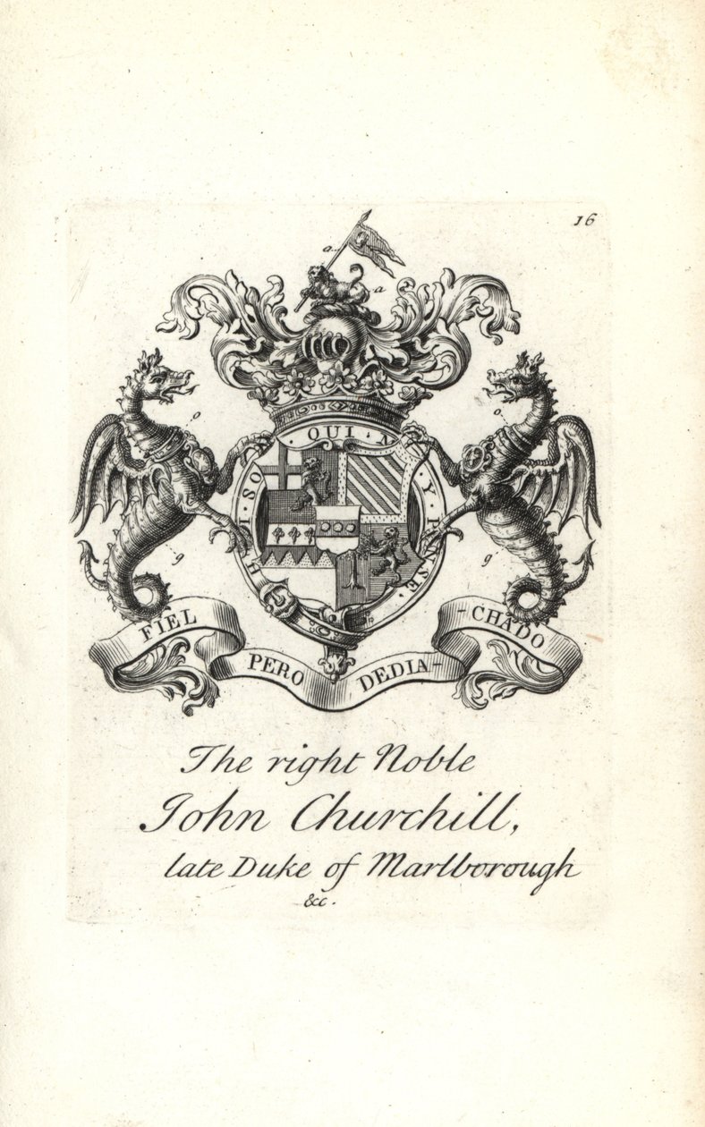 Escudo de armas y cresta del muy noble John Churchill de Andrew Johnston