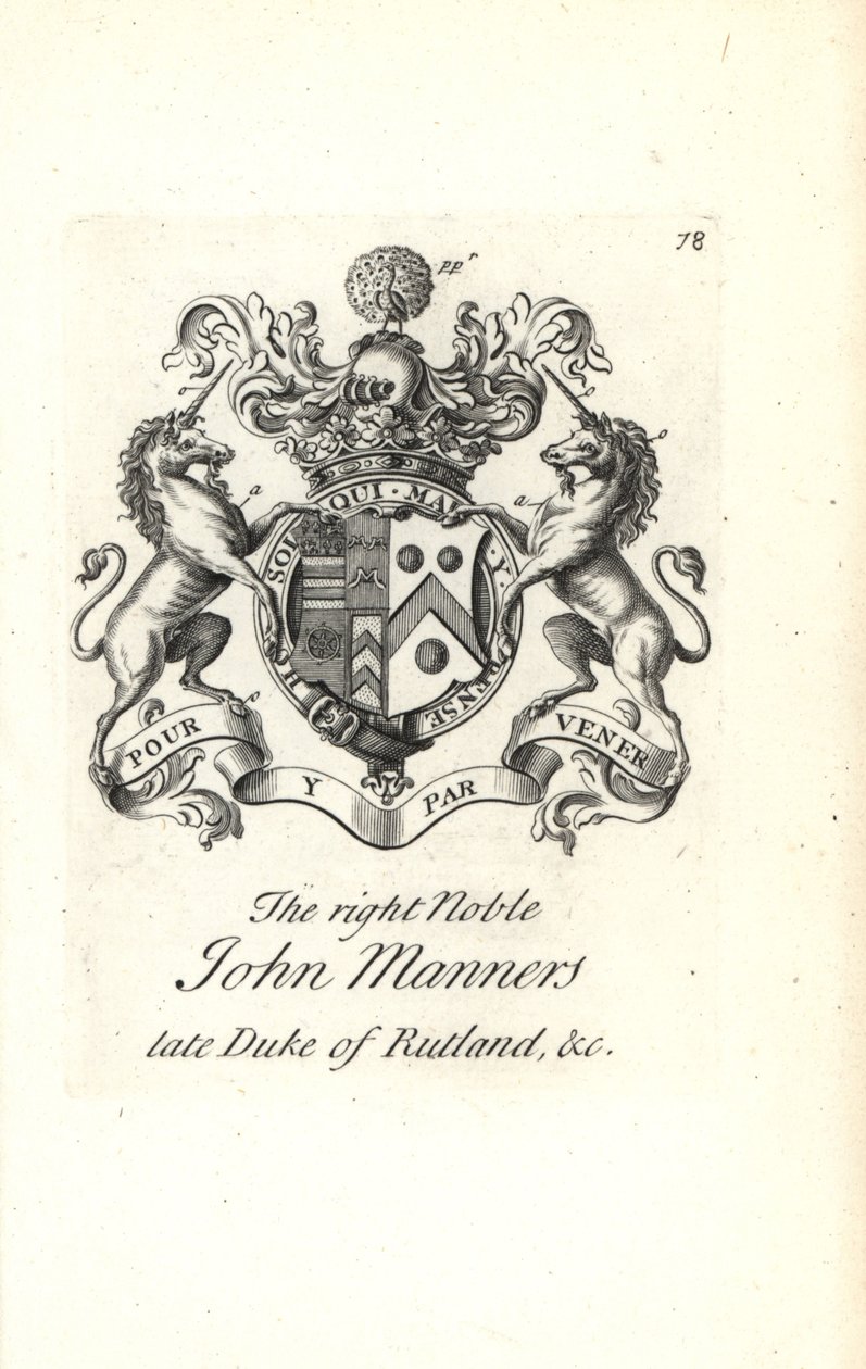 Escudo de armas y cresta del noble John Manners, 2º Duque de Rutland de Andrew Johnston