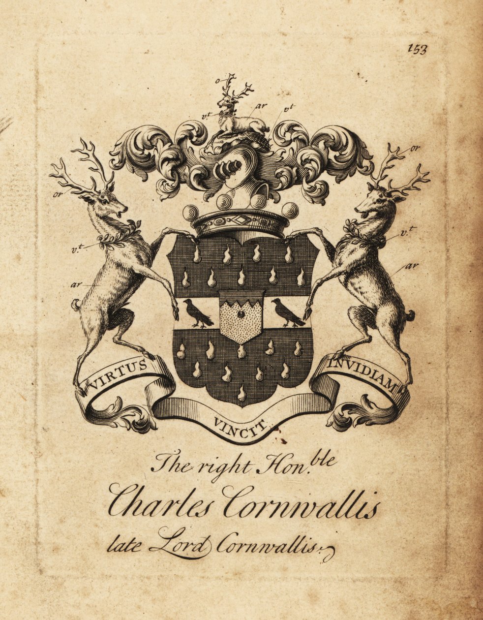 Escudo de armas del Muy Honorable Charles Cornwallis, Lord Cornwallis, 4º Barón Cornwallis de Andrew Johnston