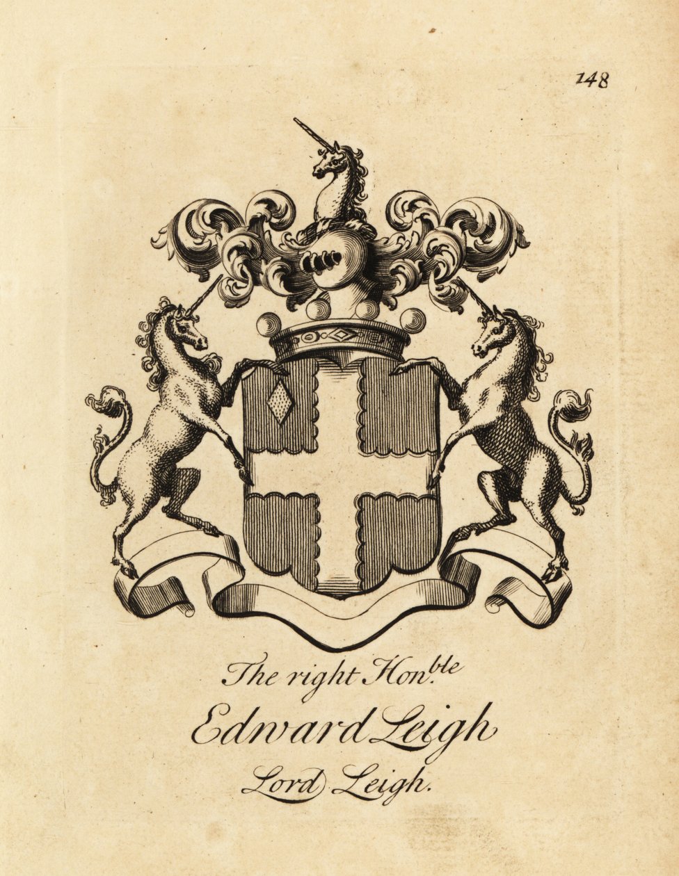 Escudo de armas del Muy Honorable Edward Leigh, Lord Leigh, 3º Barón Leigh de Andrew Johnston