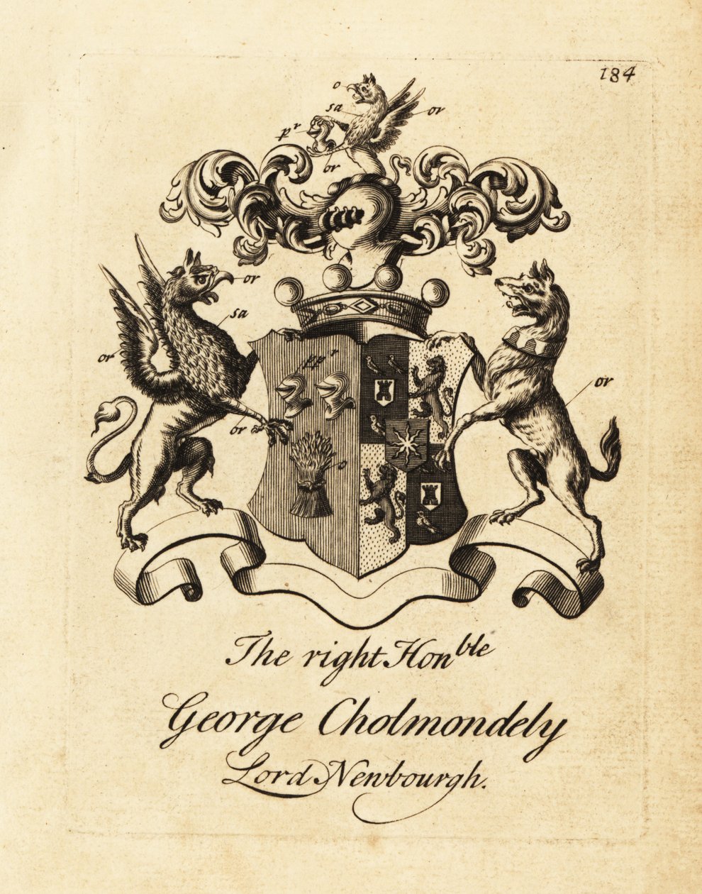 Escudo de armas del Muy Honorable George Cholmondely, Lord Newbourgh, 2º Conde de Cholmondeley de Andrew Johnston