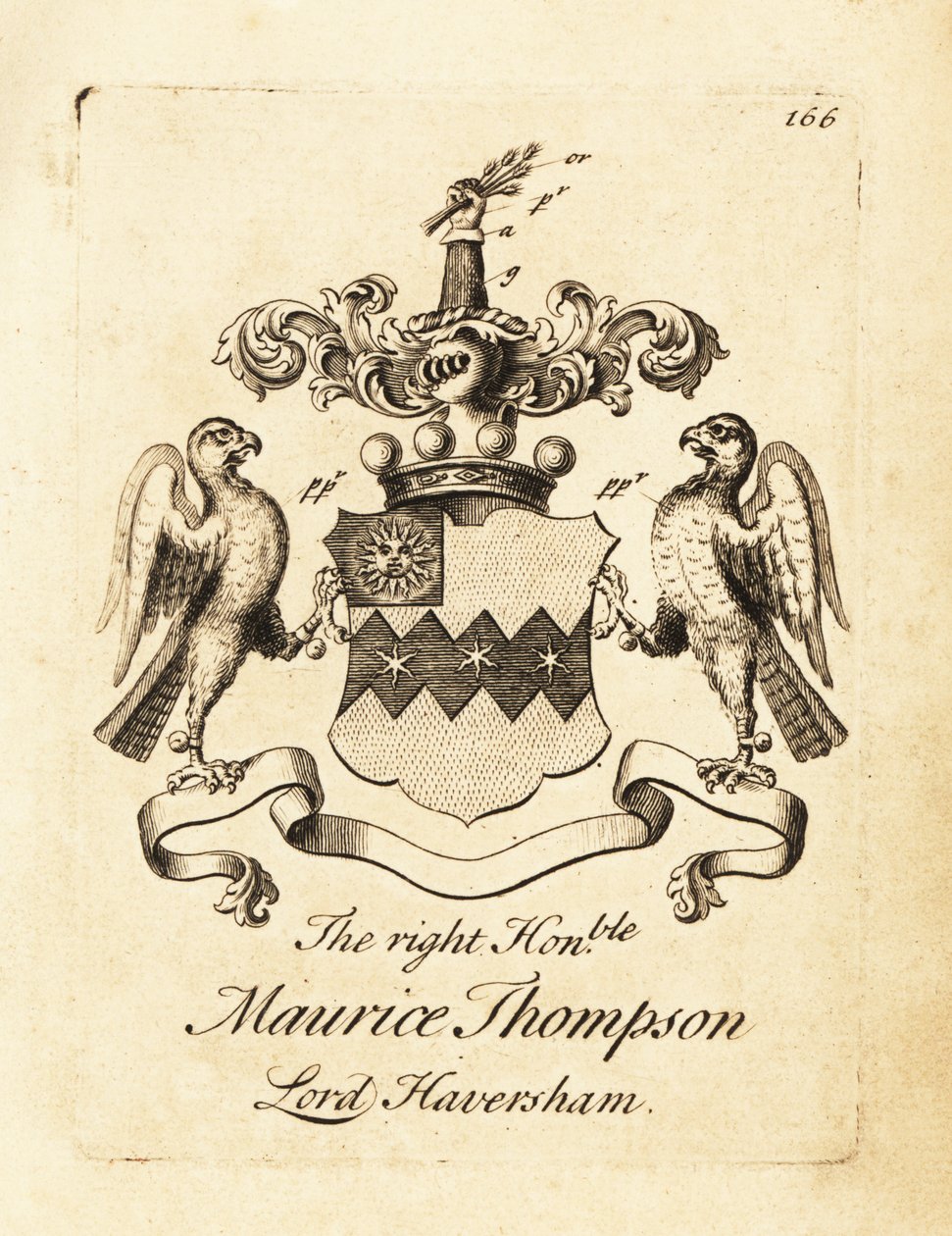 Escudo de armas del Muy Honorable Maurice Thompson, Lord Haversham, 2º Barón Haversham de Andrew Johnston
