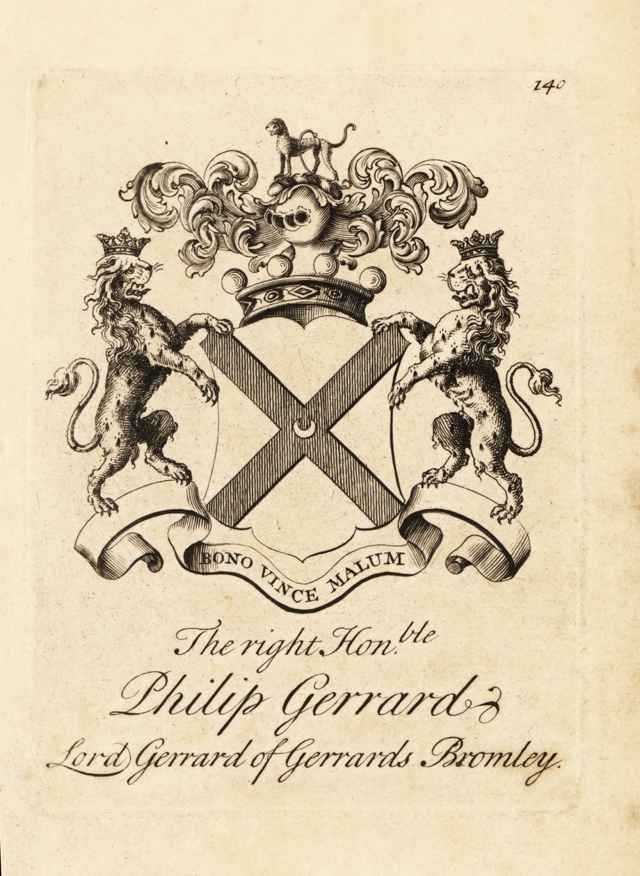 Escudo de armas del Muy Honorable Philip Gerrard, Lord Gerrard de Gerrards Bromley, 7º Barón Gerard de Andrew Johnston