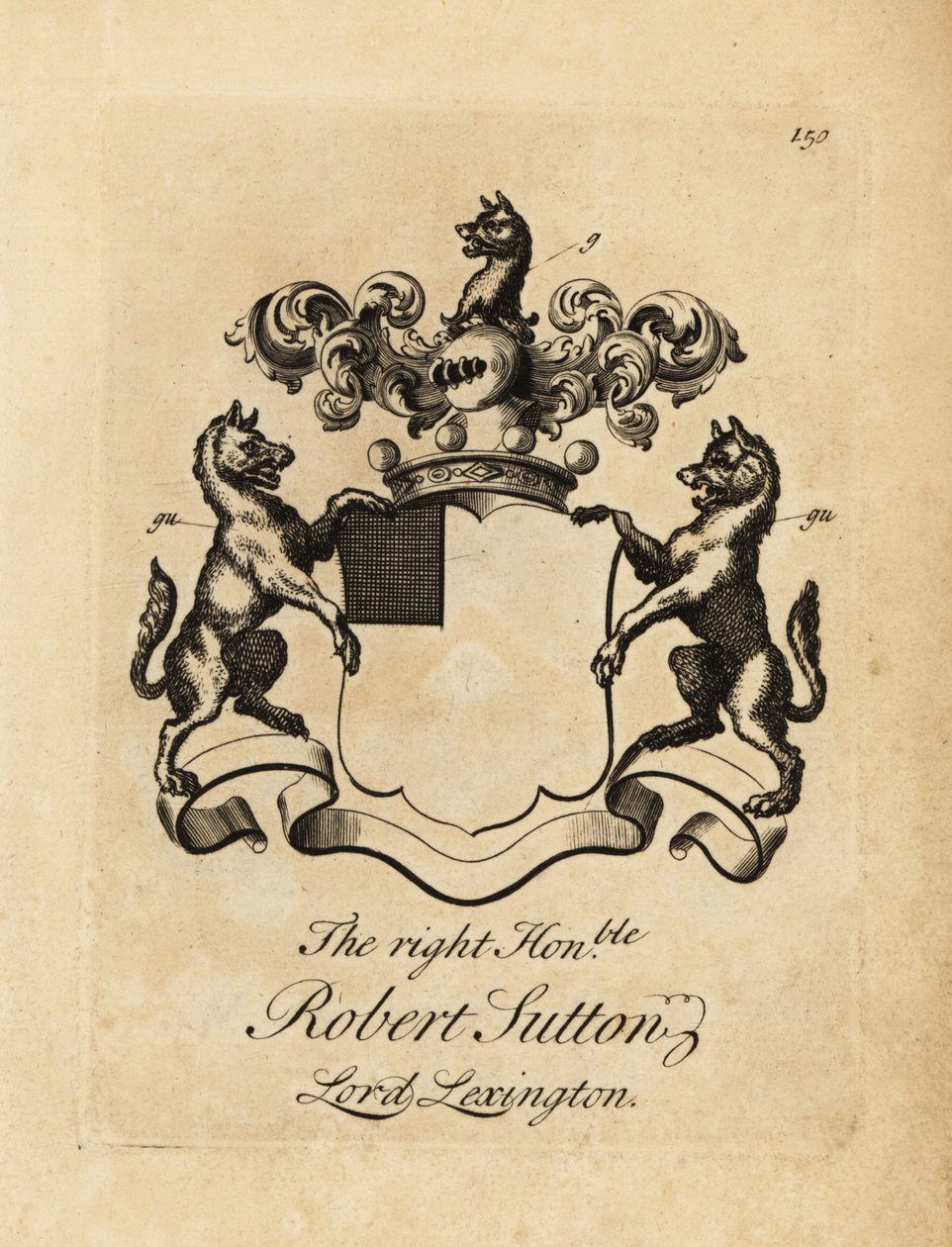 Escudo de armas del Muy Honorable Robert Sutton, Lord Lexington, 2º Barón Lexington (1662-1723) de Andrew Johnston
