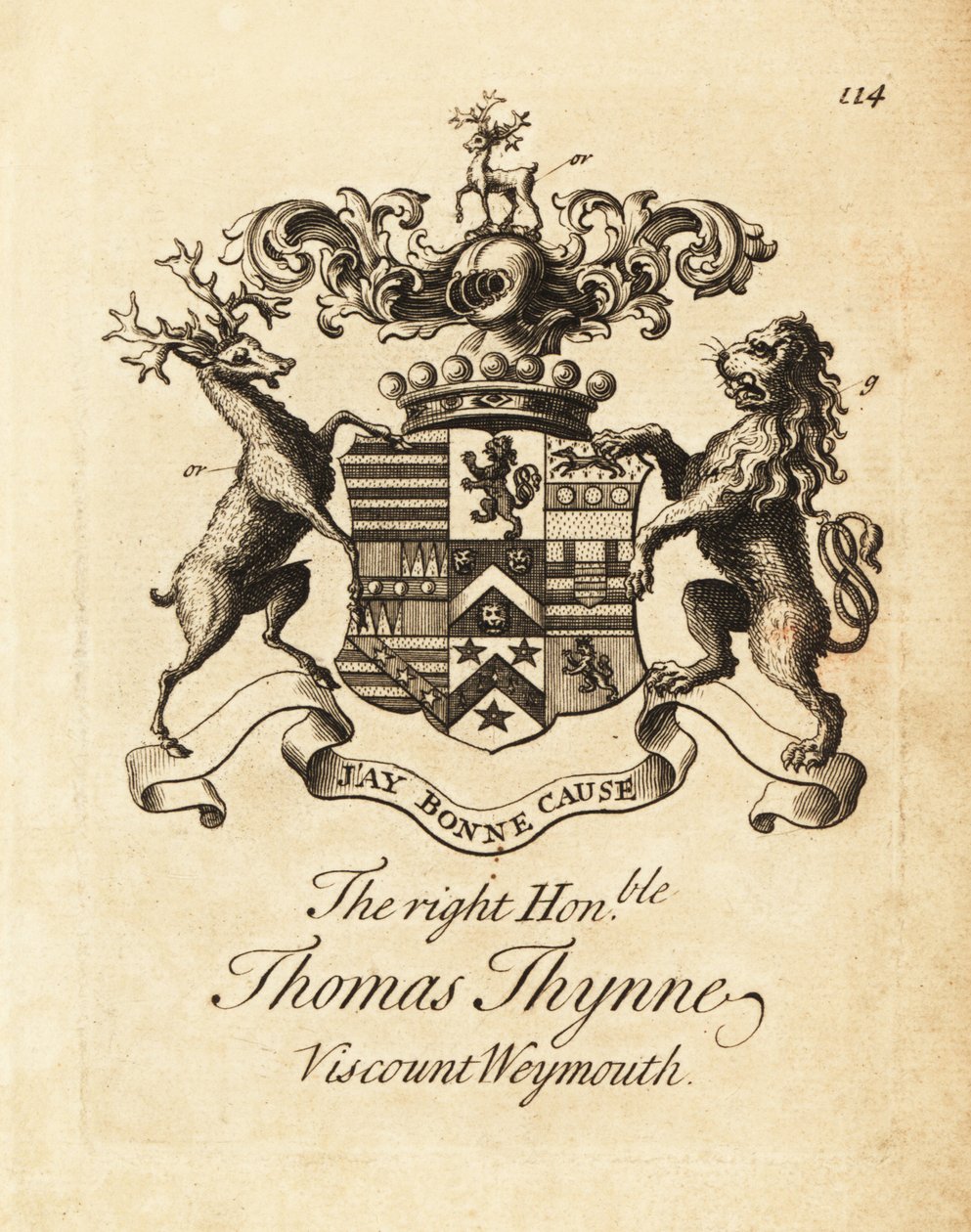 Escudo de armas del Muy Honorable Thomas Thynne, 2do Vizconde Weymouth de Andrew Johnston