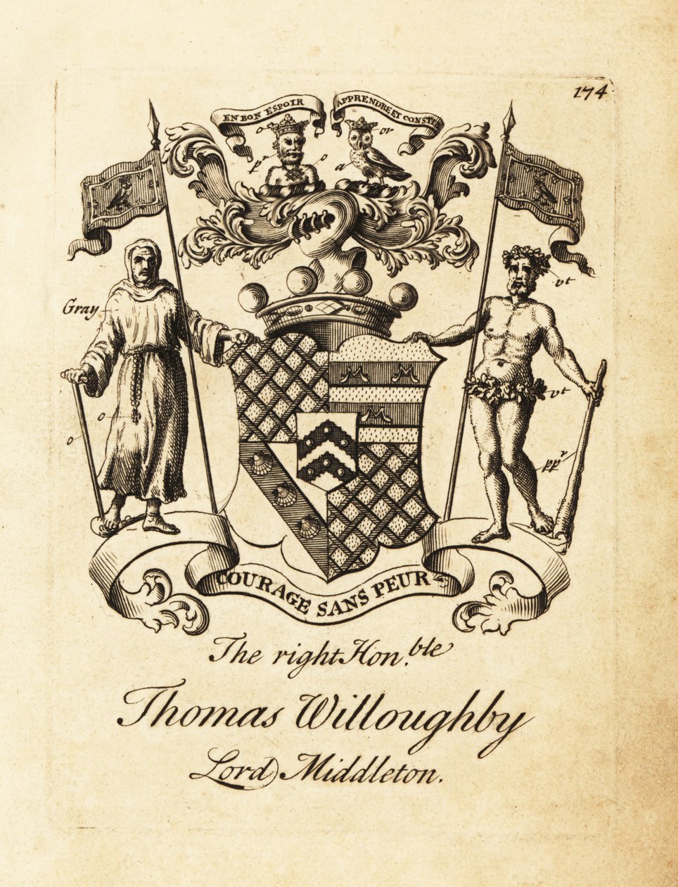 Escudo de armas del Muy Honorable Thomas Willoughby, Lord Middleton de Andrew Johnston
