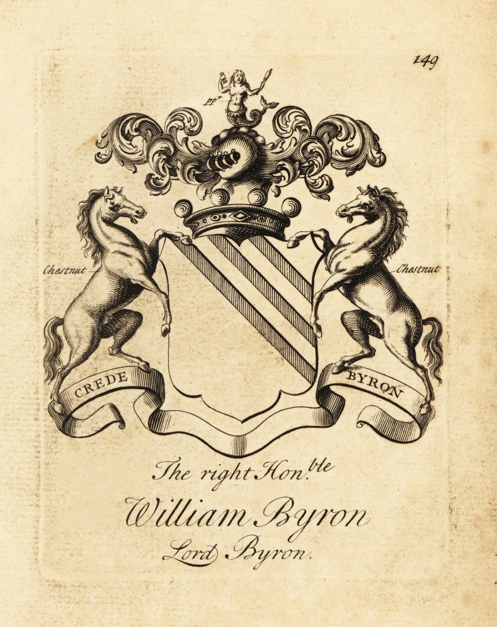 Escudo de armas del Muy Honorable William Byron, Lord Byron, 4º Barón Byron (1670-1736) de Andrew Johnston