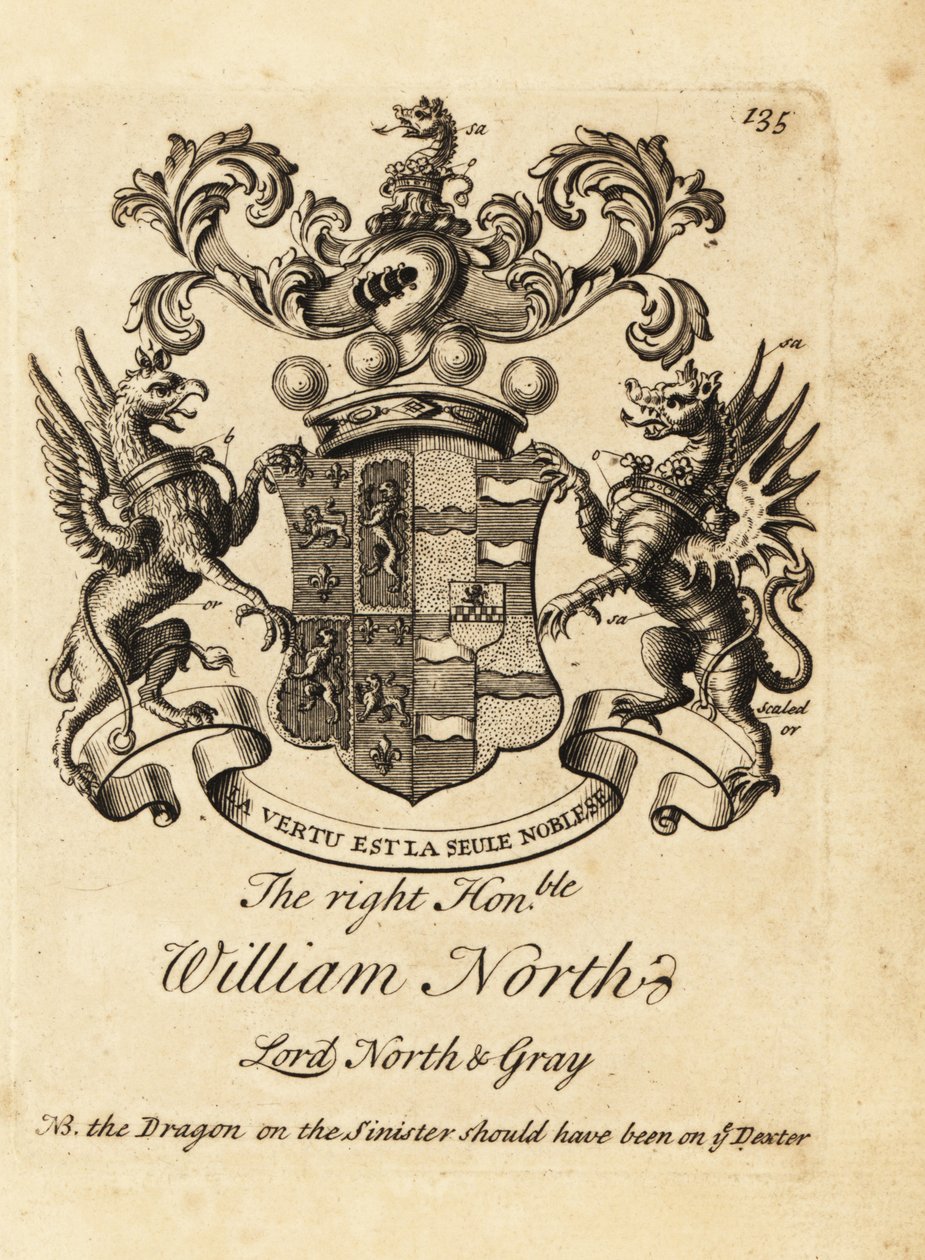 Escudo de armas del Muy Honorable William North, Lord North & Gray, 6º Barón North, 2º Barón Grey de Andrew Johnston