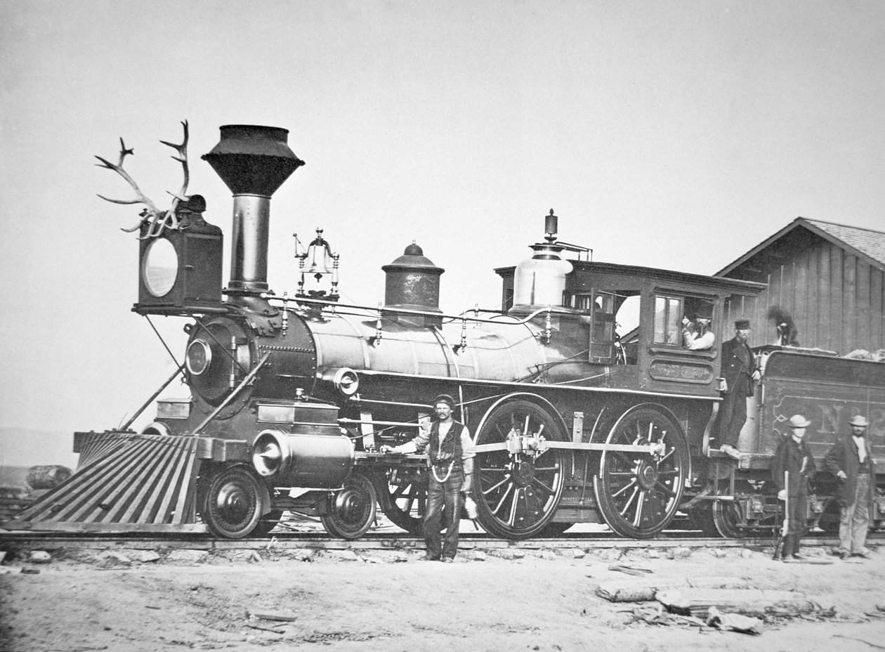 Locomotora número 23 en la estación de Wyoming, nuevo río Little Laramie, Wyoming de Andrew Joseph Russell
