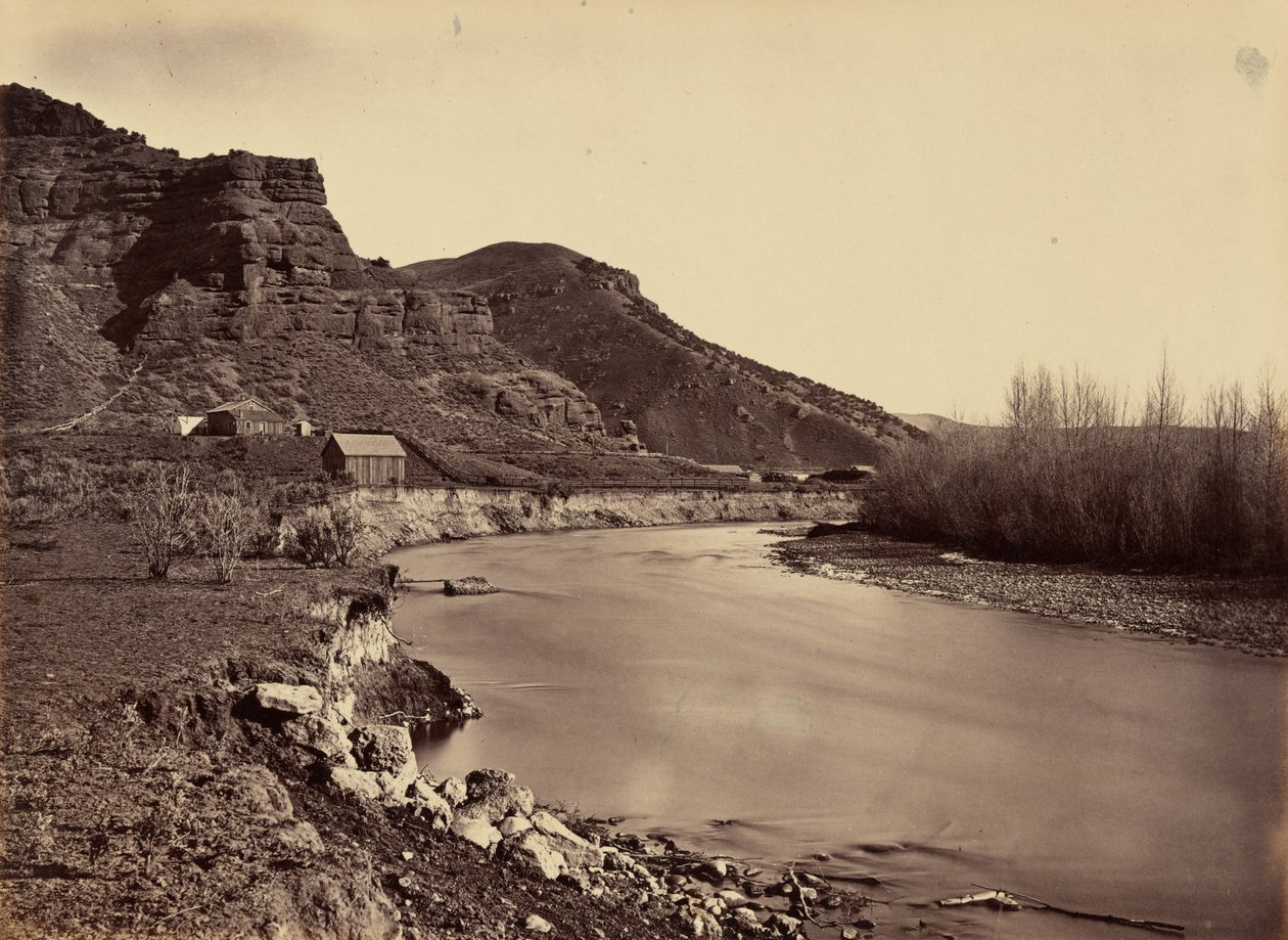 Lámina 35. Echo City, mirando hacia el río Weber,1869 (foto) de Andrew Joseph Russell