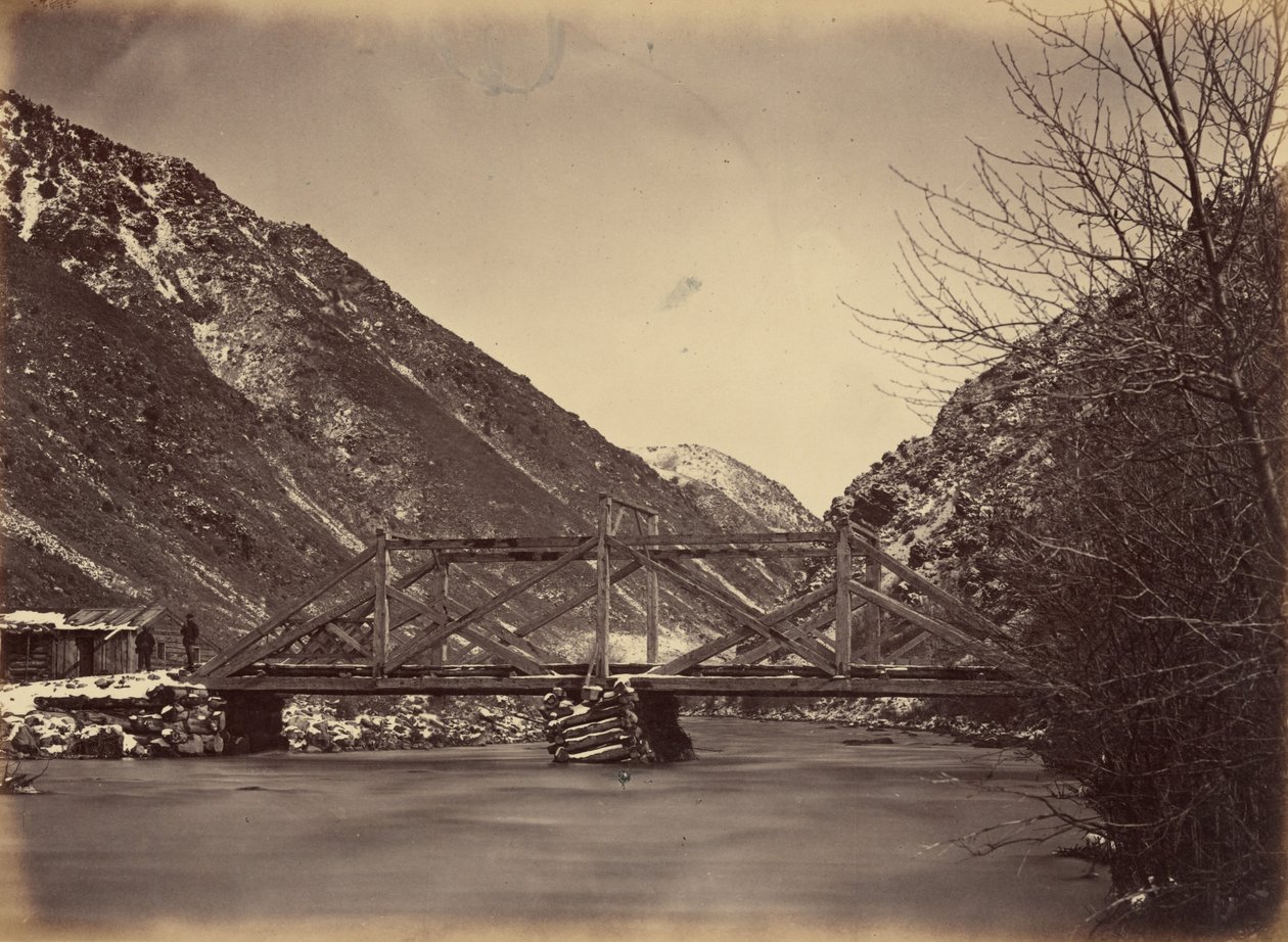 Lámina 42. Mormon Turnpike Bridge, Mouth of Weber Canon,1869 (foto) de Andrew Joseph Russell