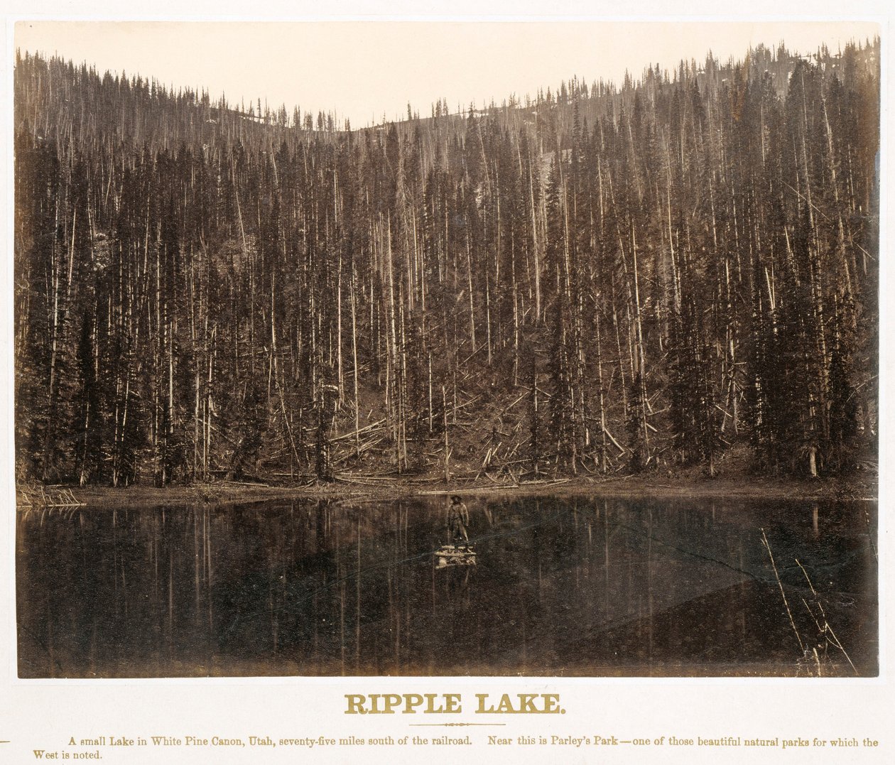 Ripple Lake, White Pine Cañon, Utah, desde el Gran Oeste Ilustrado En una serie de vistas fotográficas de todo el continente tomadas a lo largo de la línea del ferrocarril Union Pacific, al oeste de Omaha, Nebraska, por A. J. Russell. Volumen I de Andrew Joseph Russell