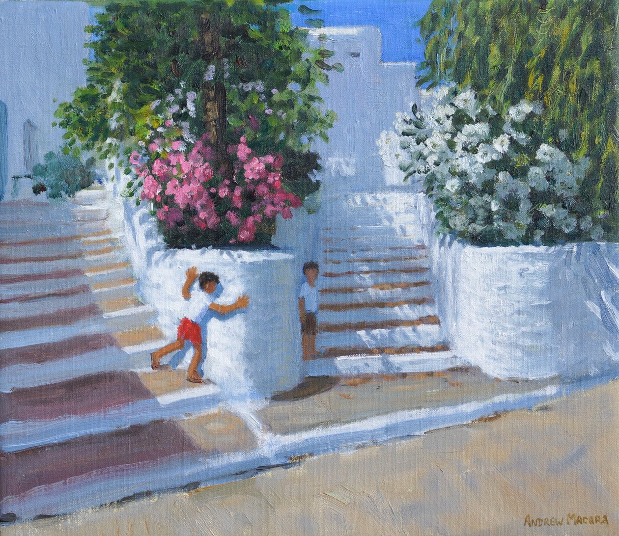 Escondite, Adamas, Milos, Grecia, 2023 (óleo sobre lienzo) de Andrew Macara