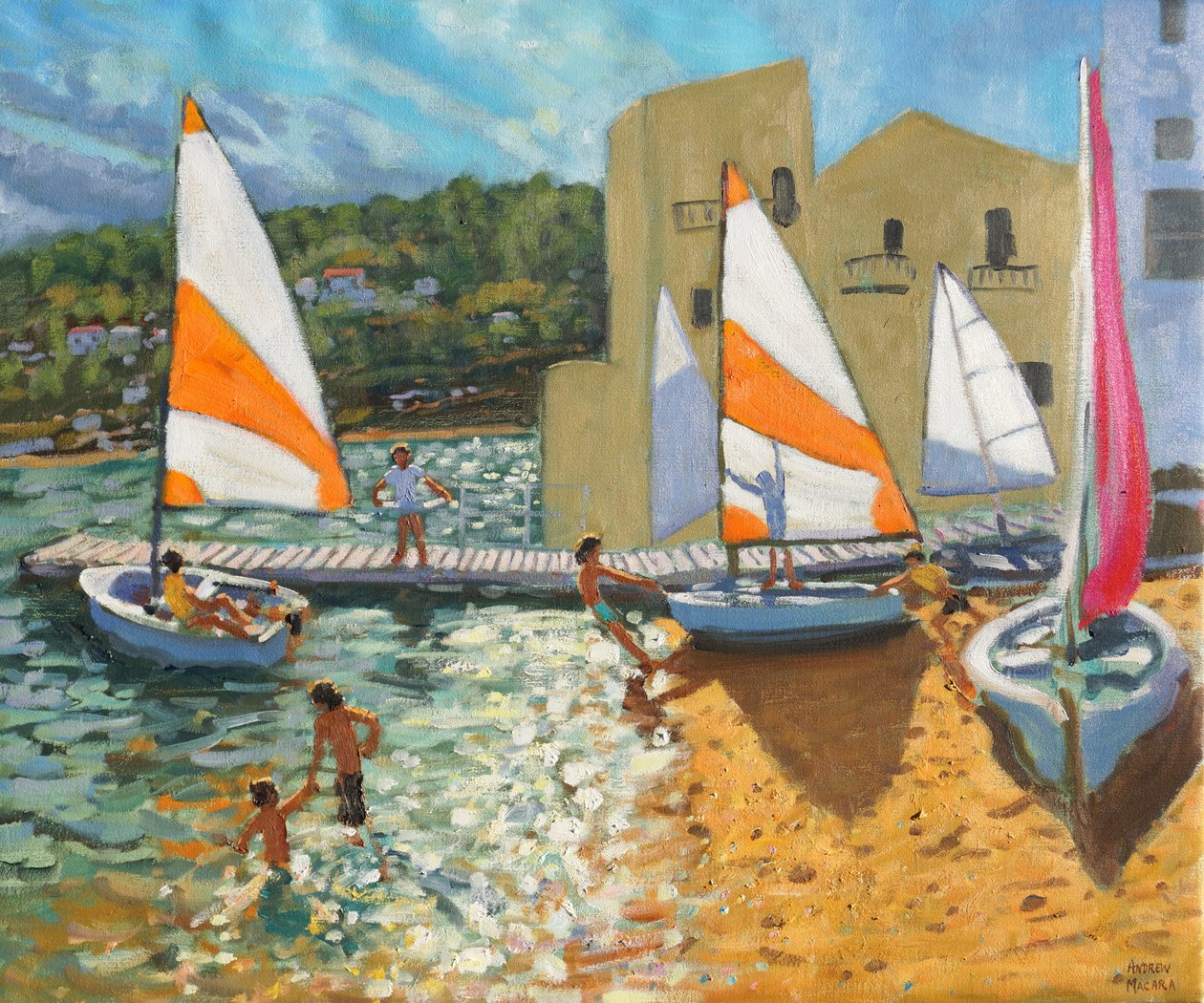Lanzamiento de botes, Calella de Palafrugell, España de Andrew Macara