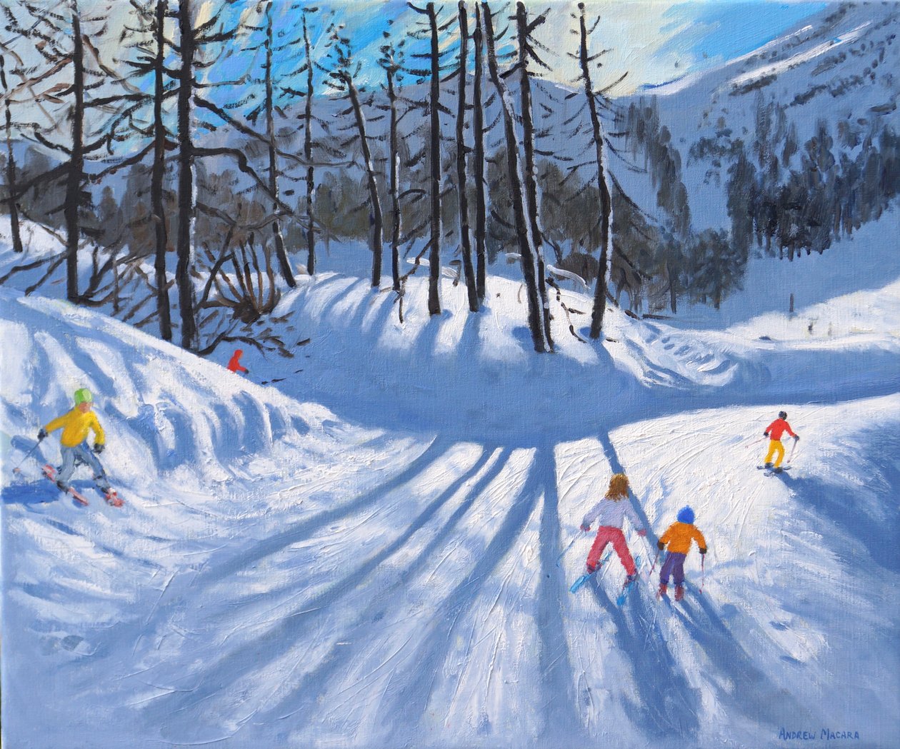 Sombras largas de árboles y esquiadores, Tignes, 2016-2019 de Andrew Macara