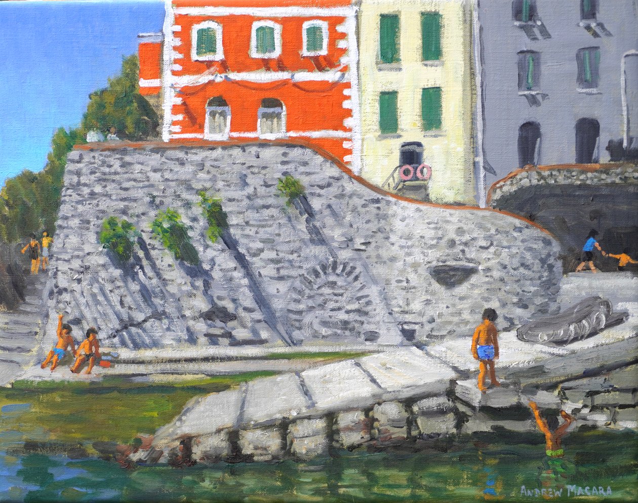 Portafino, Italia (óleo sobre lienzo) de Andrew Macara
