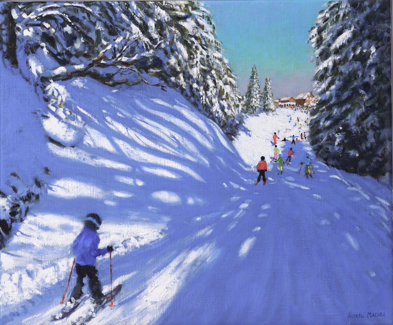 Esquí, Samoens, Grand Massif, Francia, 2021 (óleo sobre lienzo) de Andrew Macara