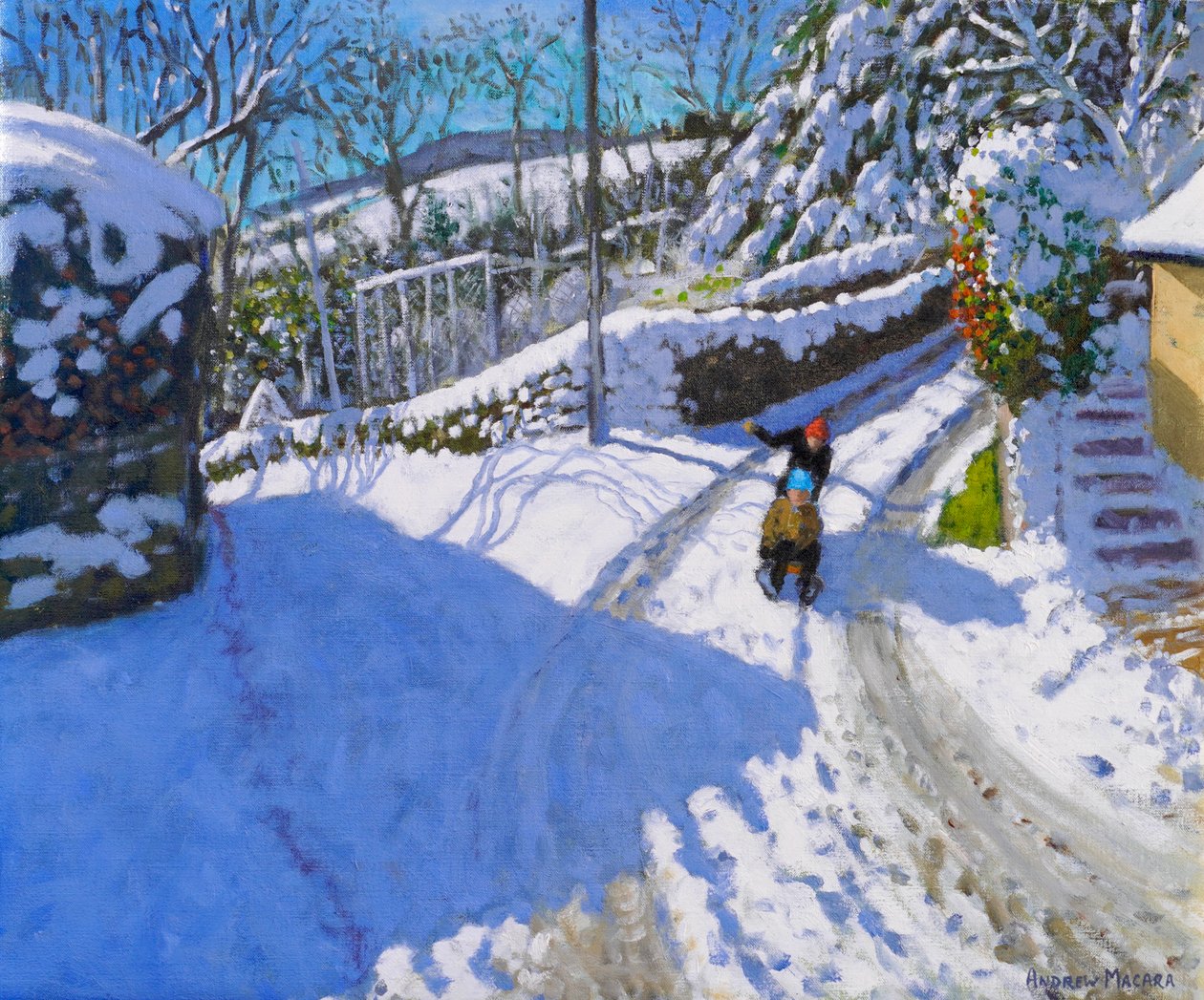 Trineo en Wirksworth, Derbyshire, 2024 ( óleo sobre lienzo) de Andrew Macara