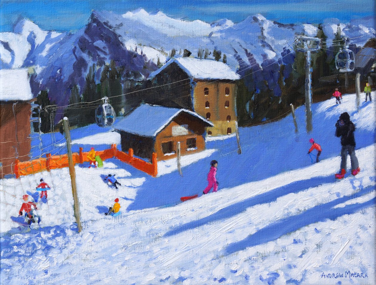 La pista de hielo, Samoens, Francia, 2022 (óleo sobre lienzo) de Andrew Macara