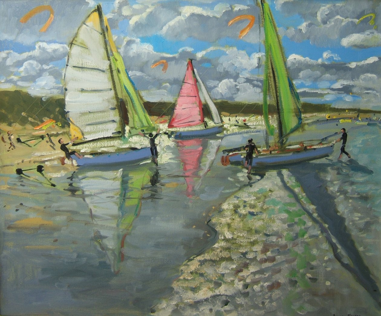 Tres veleros, Bray Dunes, Francia de Andrew Macara