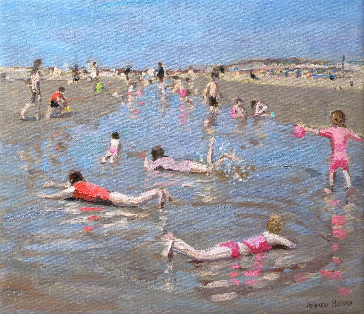 Arenas húmedas, West Wittering (óleo sobre lienzo) de Andrew Macara