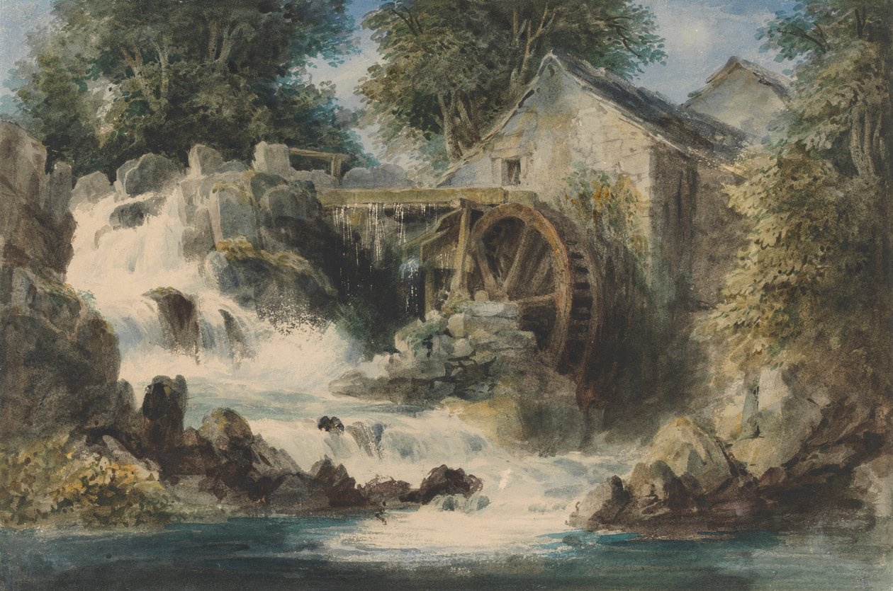 Un molino con rebosadero de Andrew Nicholl
