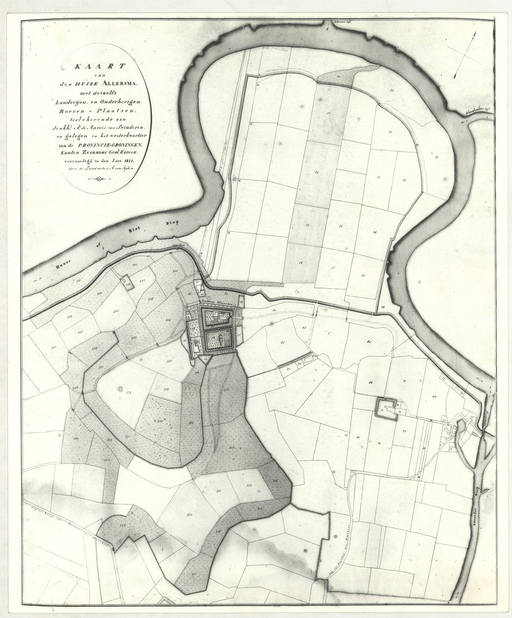 Allersma - mapa Apken 1822 de Andries van Apken
