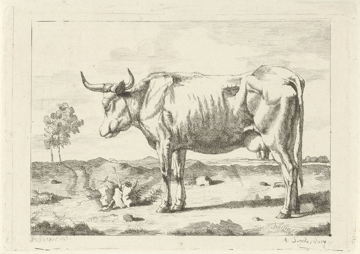 Vaca en el pasto de Andries Leijerdorp