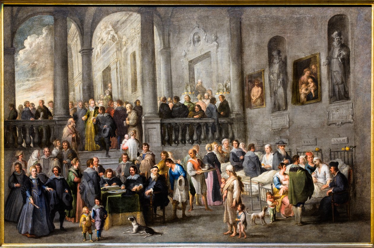 Asistiendo a los enfermos, hacia 1640 (óleo sobre lienzo) de Andries van & Wael Cornelis de (1592 1667) Eertvelt