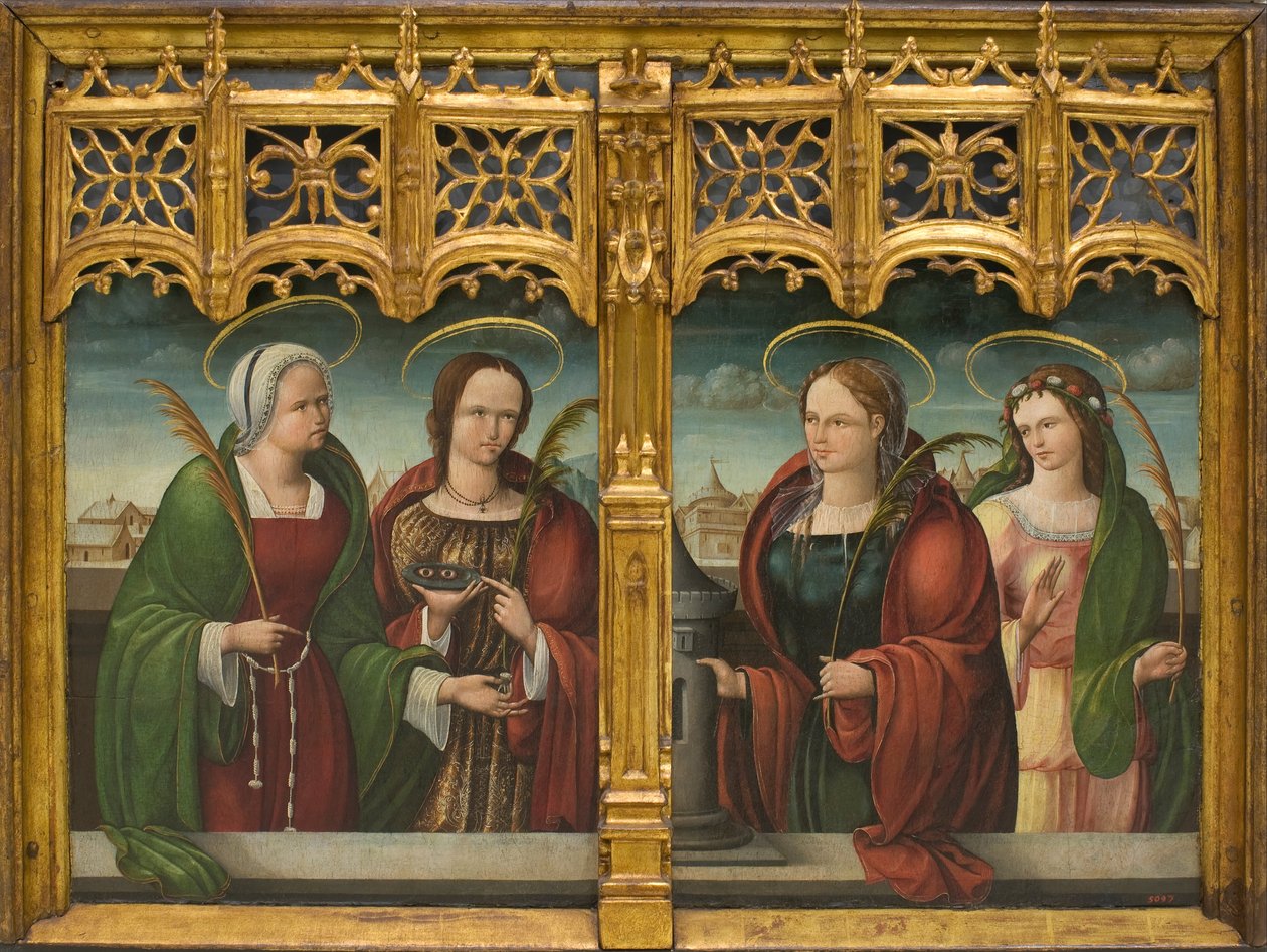Santas Apolonia, Lucía y Bárbara y otra santa mártir de Andrés devMelgar