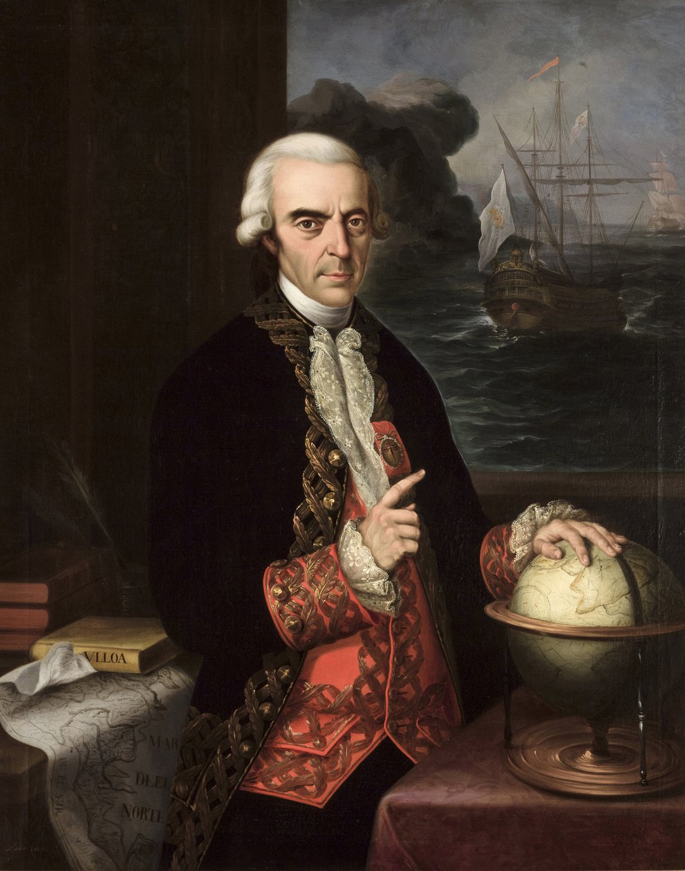 Romanticismo : Retrato de Antonio de Ulloa (1716-1795) par Cortes y Aguilar, Andres (1812-1879), ca 1856. Óleo sobre lienzo de Andrés Cortés y Aguilar