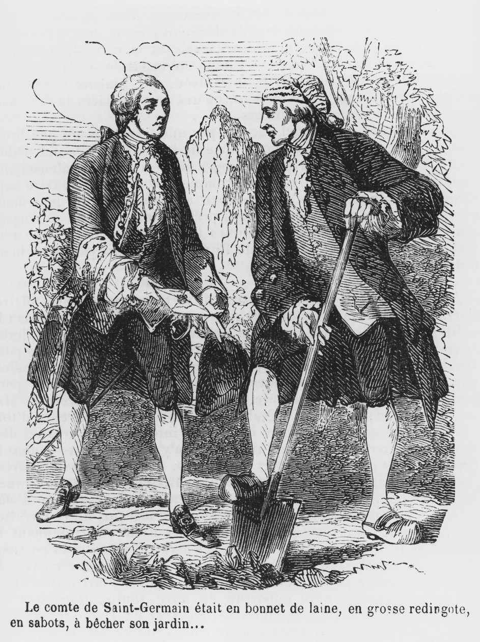 Conde de St. Germain cavando en su jardín, ilustración de 