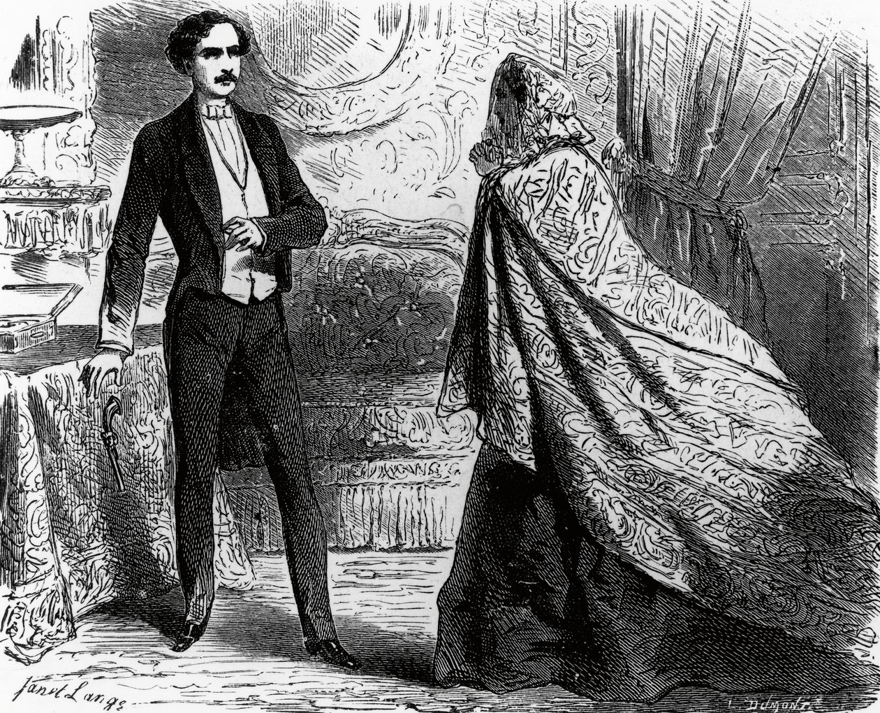 Ilustración de El conde de Montecristo, novela de Alexandre Dumas (1802-1870) y Auguste Maquet (1813-1888), grabado sobre dibujo de Ange Louis Janet (1815-1872). de Ange Louis (1815 72) Janet