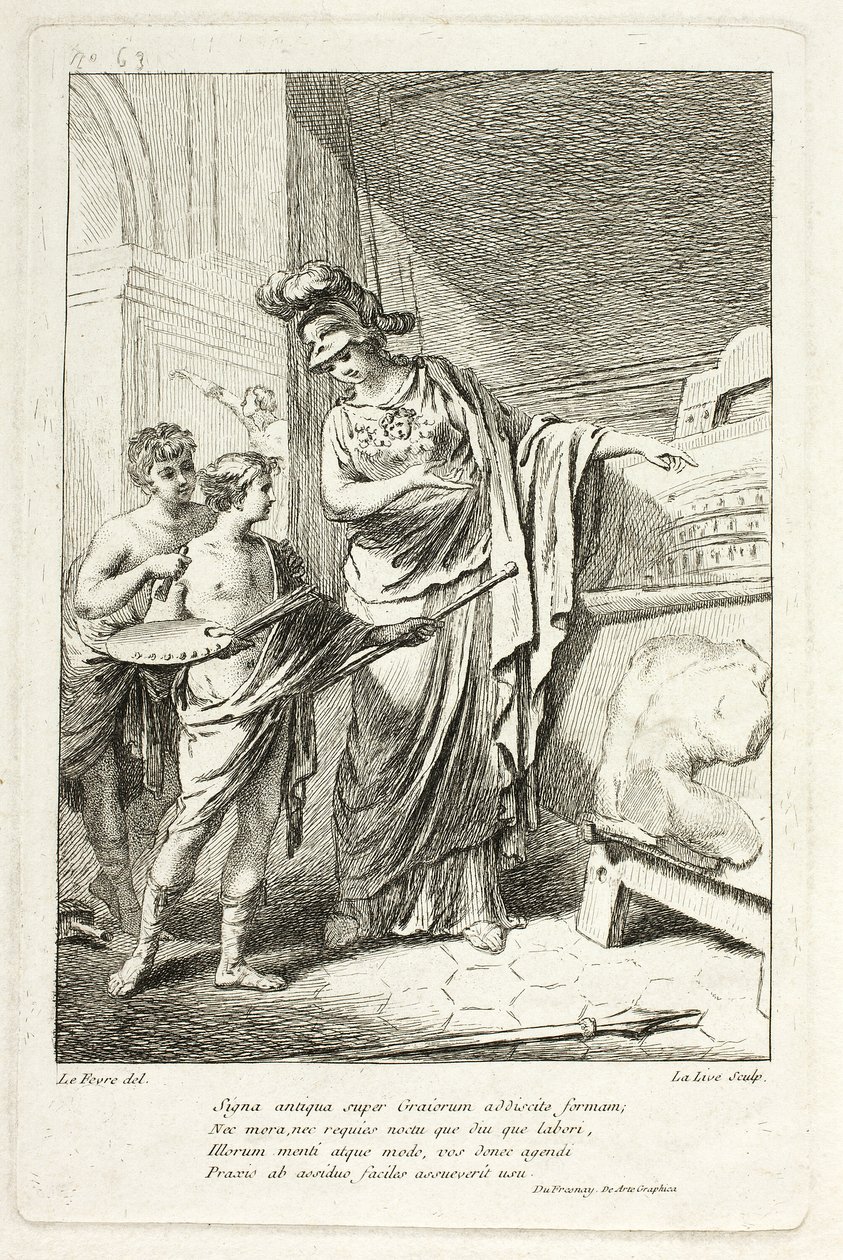 Minerva enseñando a un joven artista, ilustración para el Catalogue historique du Cabinet de Mariette de Ange Laurent de Lalive de Jully