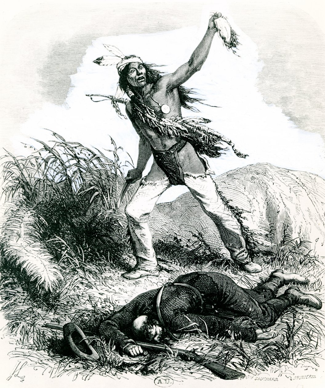 Indio Escalpando al Enemigo Muerto, 1867 de Ange Louis 1815 72 after Janet