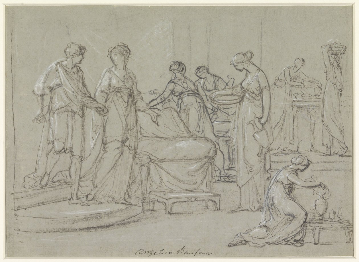 La novia y el novio entran en una cámara nupcial de Angelica Kauffmann