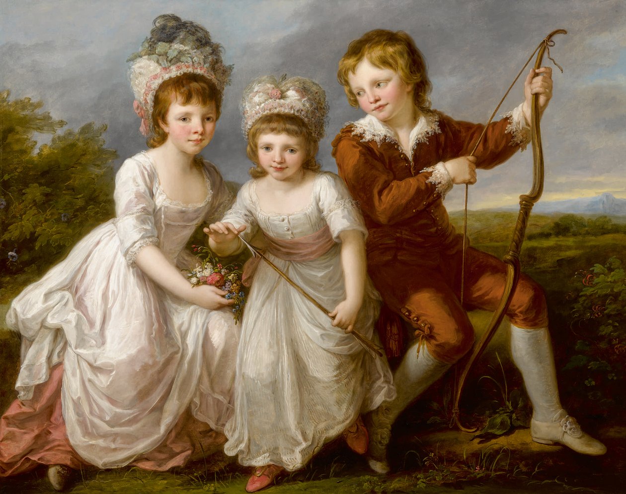 Retrato de Lady Georgiana Spencer, Henrietta Spencer y George Vizconde Althorp, c. 1766 de Angelica Kauffmann