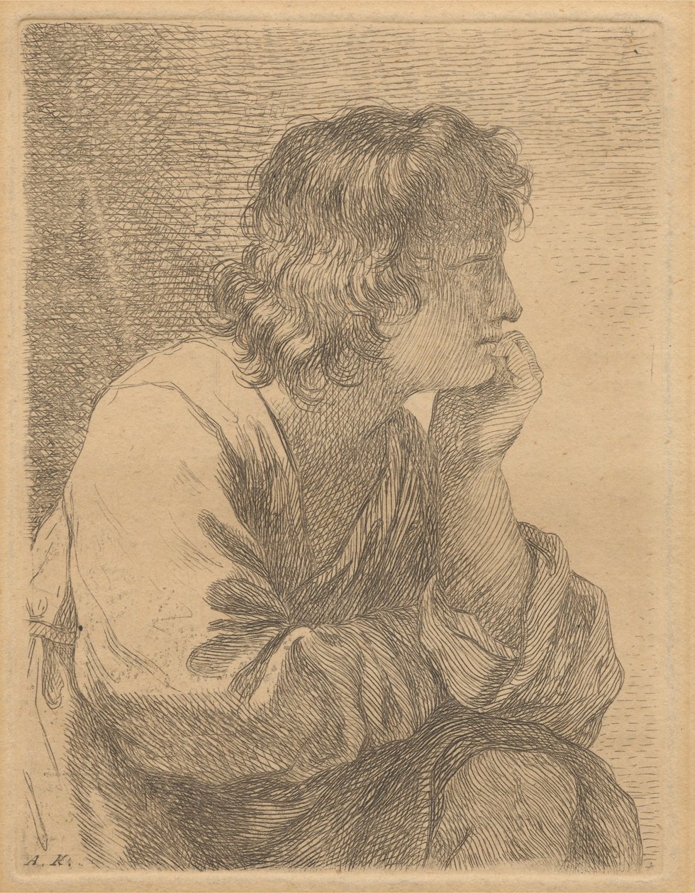 Perfil de un joven meditando de Angelica Kauffmann