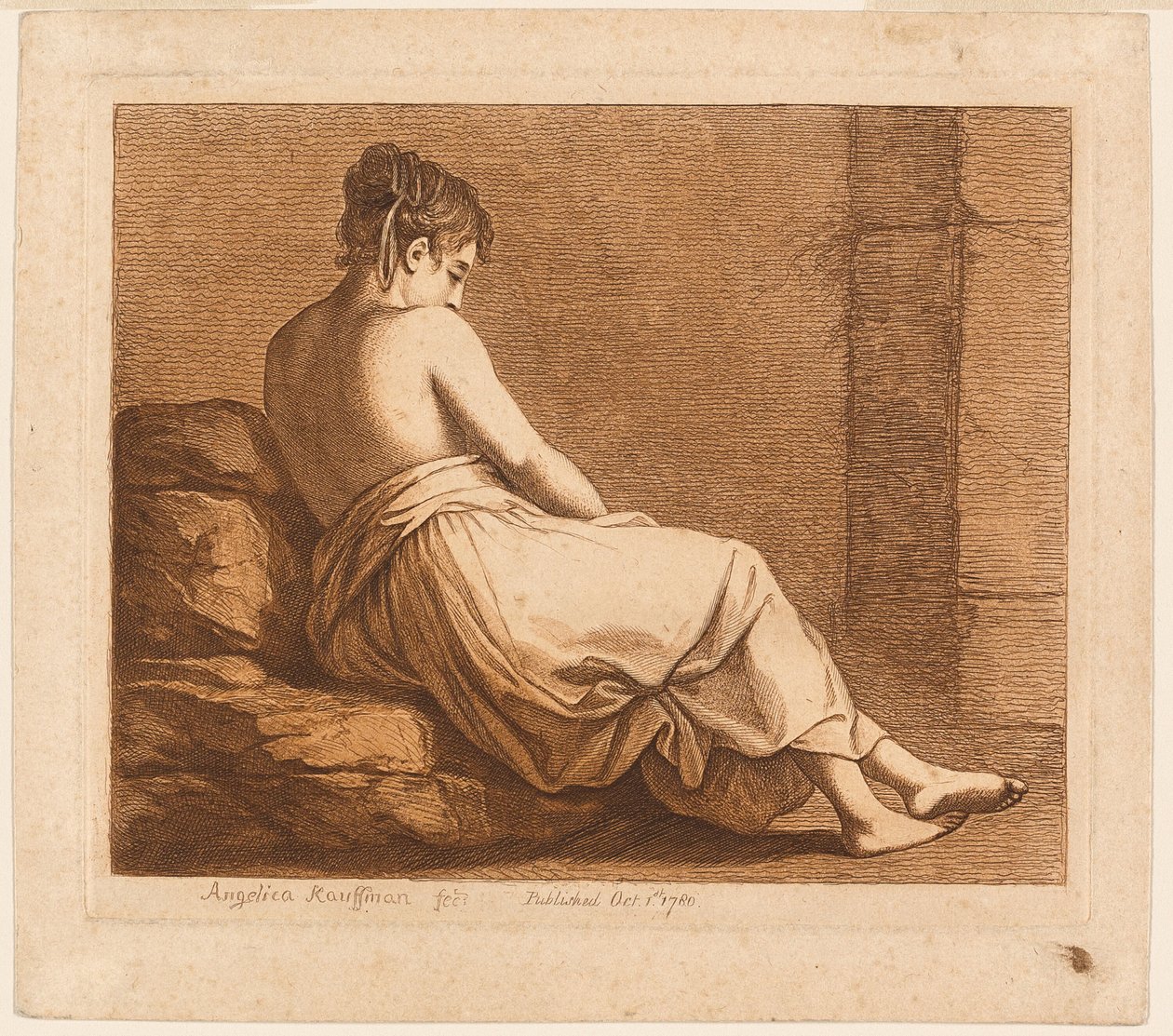 Chica reclinada vista desde atrás de Angelica Kauffmann