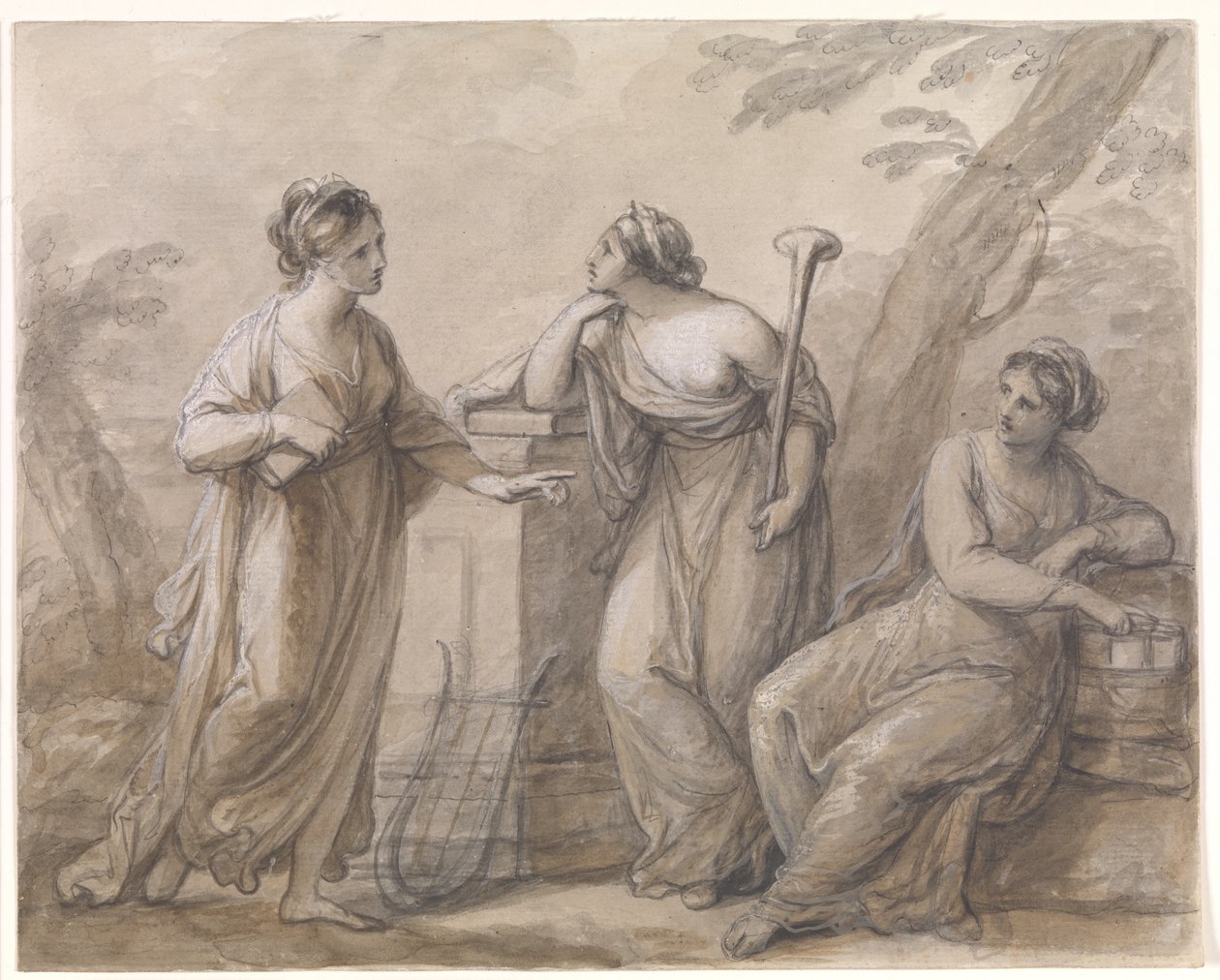 Tres musas en conversación de Angelica Kauffmann