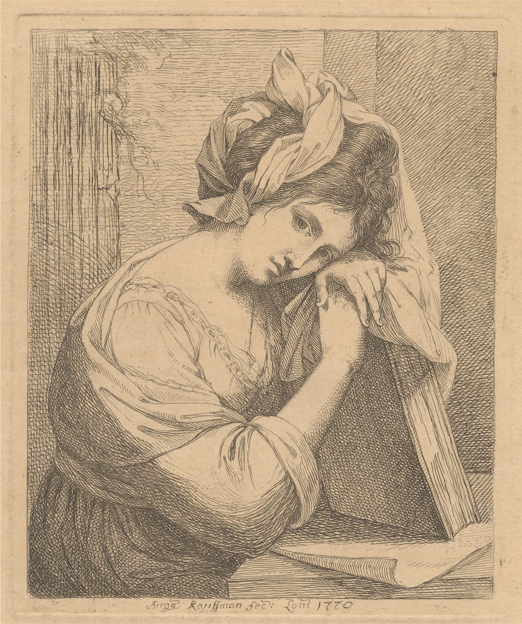 Joven mujer en contemplación de Angelica Kauffmann