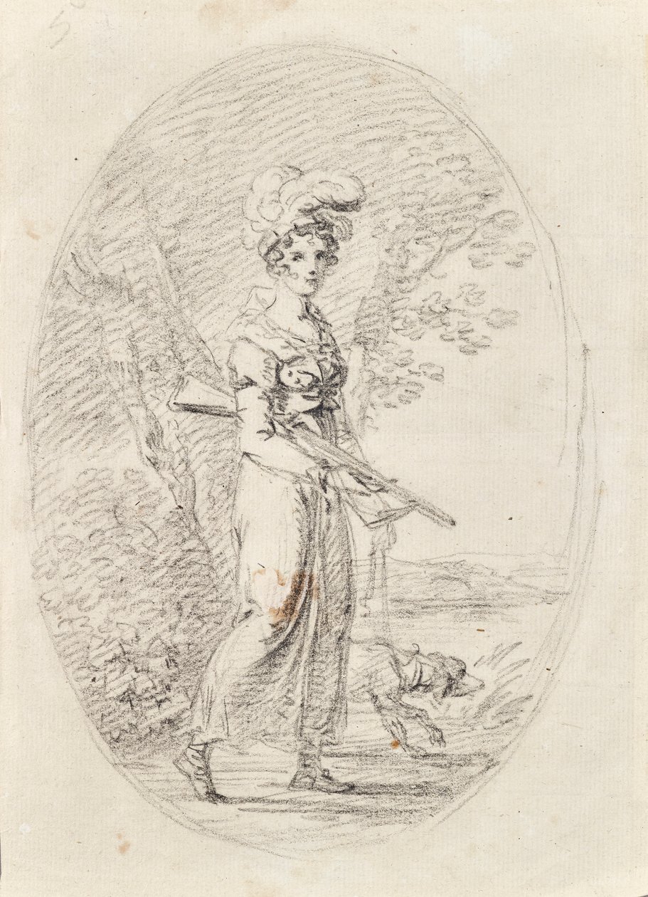 Cazadora con un perro de Angelica Kauffmann