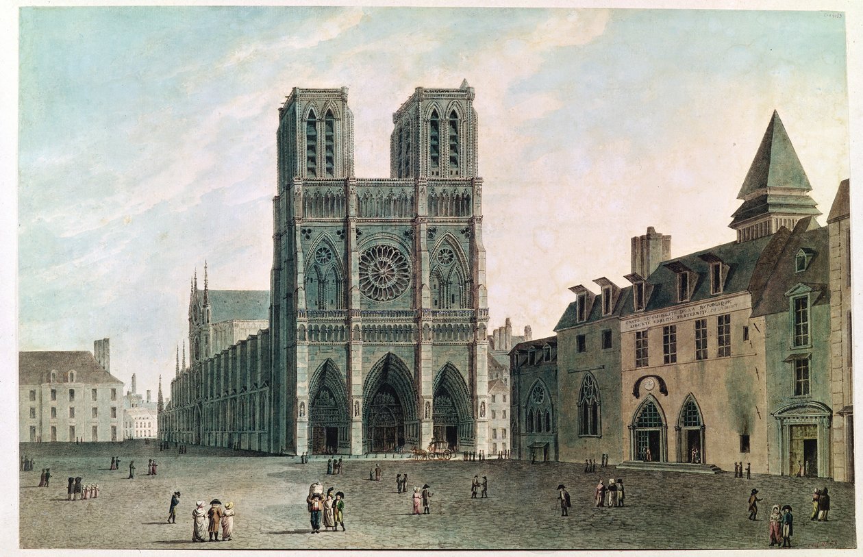 La plaza frente a Notre-Dame en la época del Consulado, 1799-1804 de Angelo Garbizza