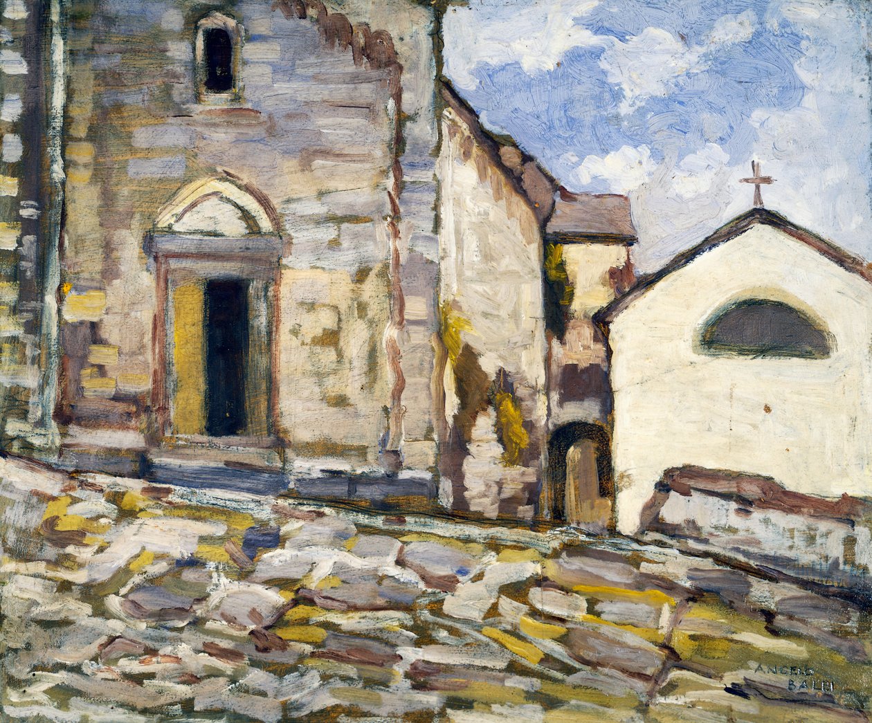 Fachada de una iglesia, de Angelo Balbi (1872-1939). Italia, siglo XX. de Angelo Balbi