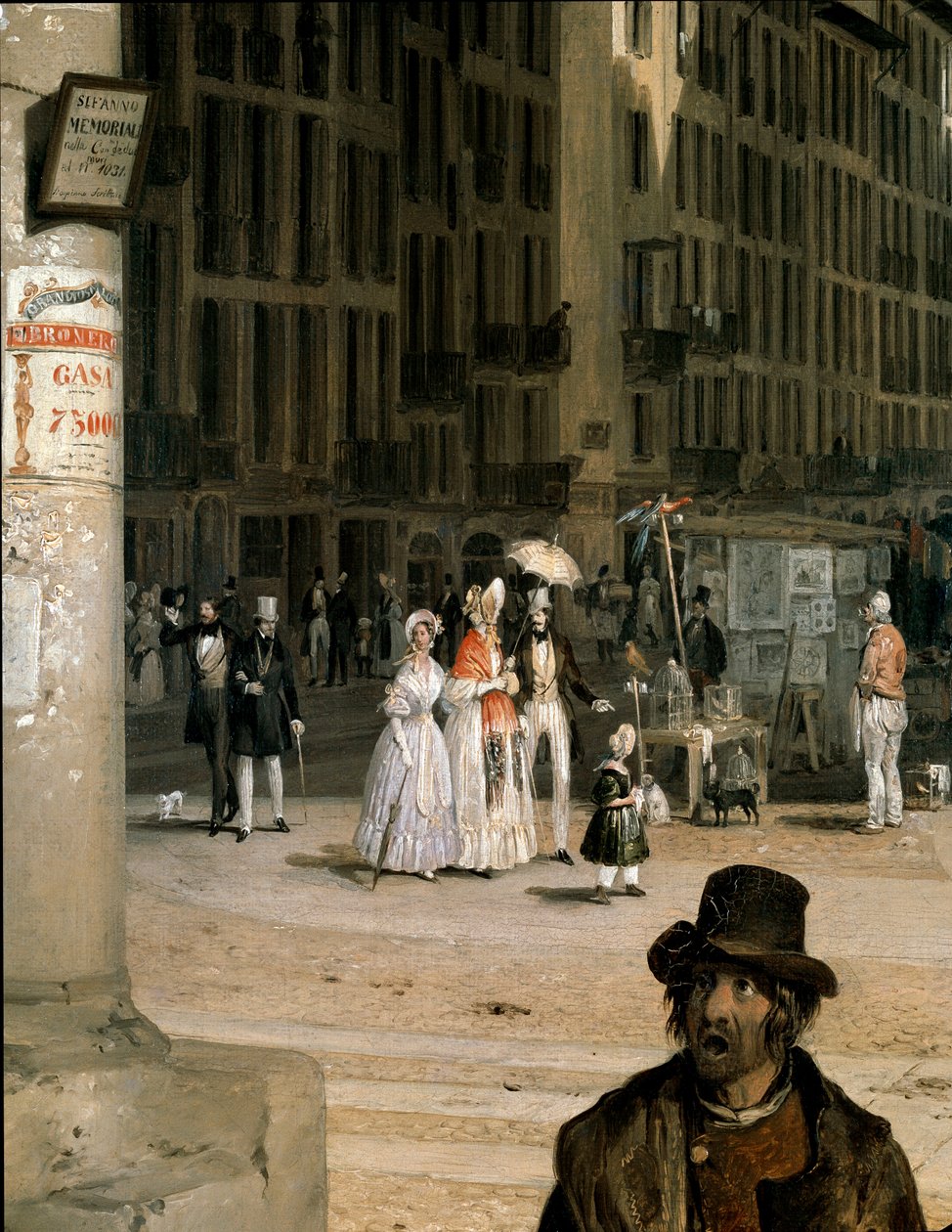 Marcha de Figini en Milán (Piazza del Duomo con una esquina del Coperto ...