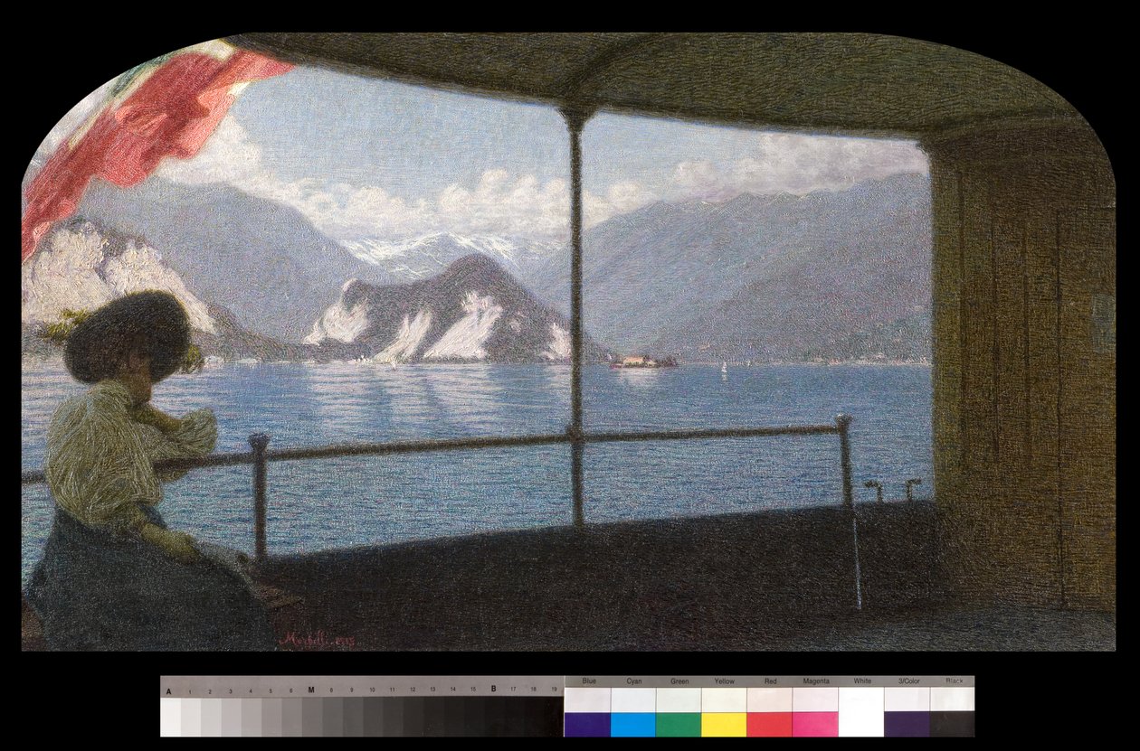 Un bote en el Lago Maggiore de Angelo Morbelli
